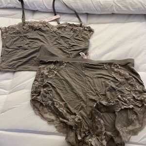 Victoria's Secret Taupe Lace Panties Set